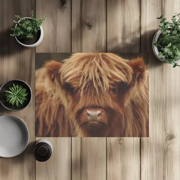 Placemat gelamineerd - Schotse Hooglander kalf