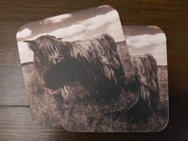 Viltjes Schotse Hooglander op de heide - Landelijke onderzetter - Afbeelding 3